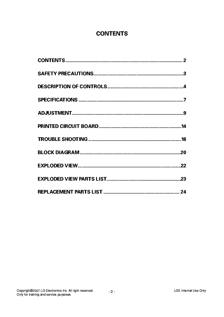 LG 21FX4AG service manual (2nd page)