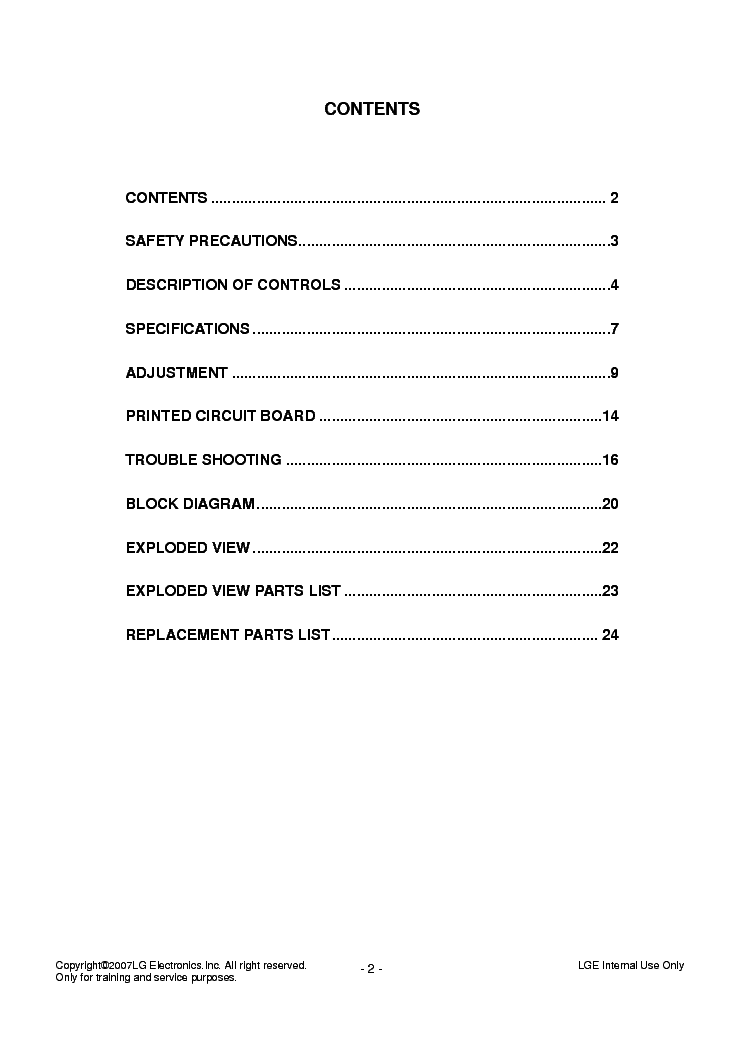 LG 21FX5XX CH MC059B SM service manual (2nd page)