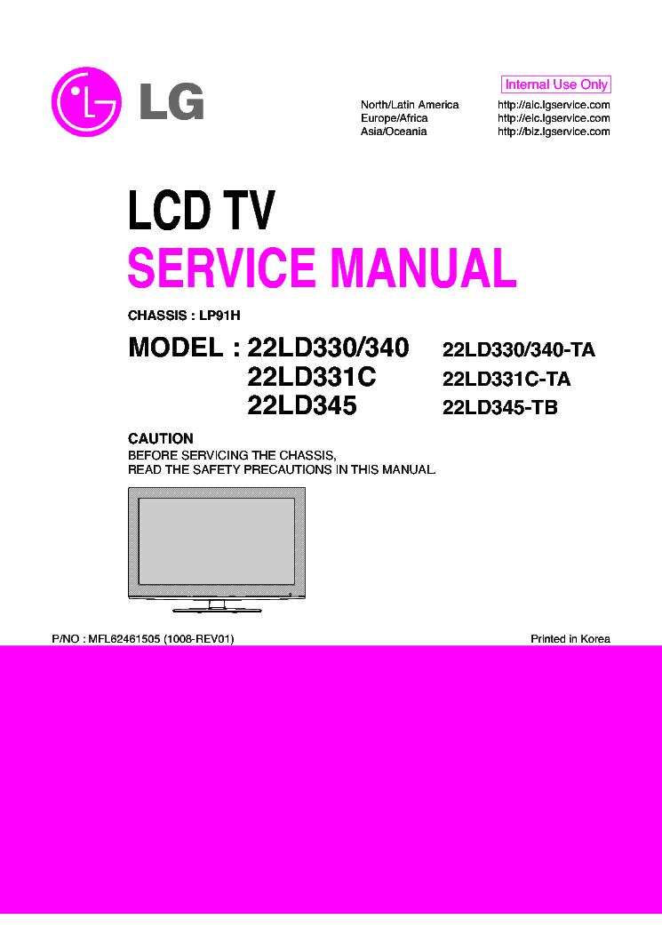 LG 22LD330-TA 22LD331C-TA 22LD340-TA 22LD345-TB CHASSIS LP91H service manual (1st page)