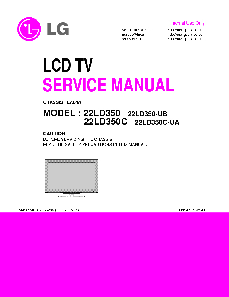 LG 22LD350 UA UB CHASSIS LA04A service manual (1st page)