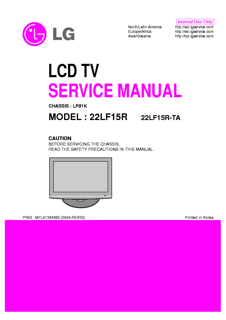 LG 22LF15R-TA CHASSIS LP81K SM service manual (1st page)