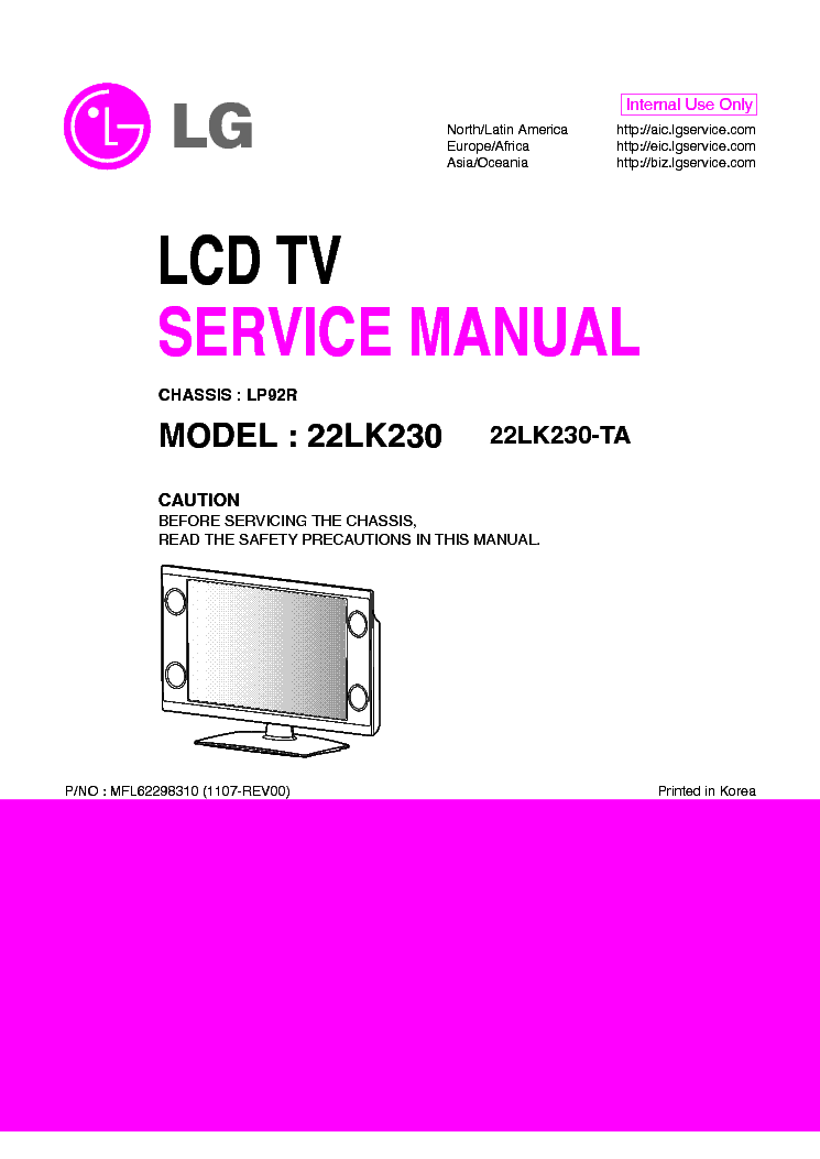 LG 22LK230 MFL62298310 service manual (1st page)