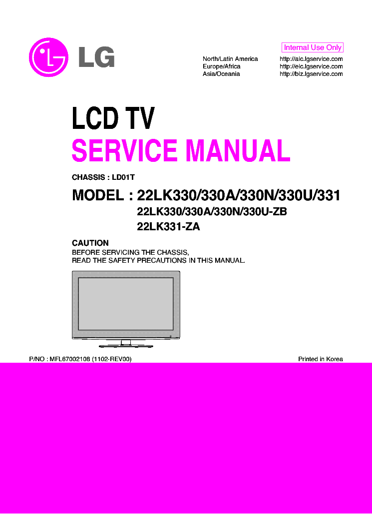 LG 22LK330 A N U 331-ZA CH LD01T service manual (1st page)