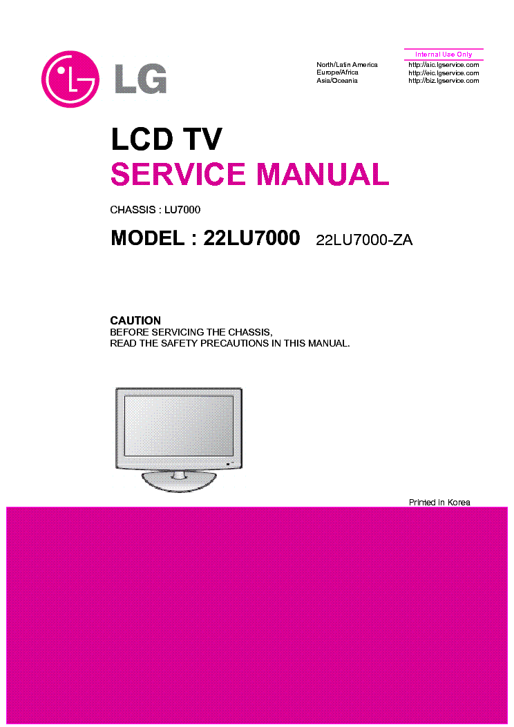 LG 22LU7000-ZA CHASSIS LU7000 service manual (1st page)