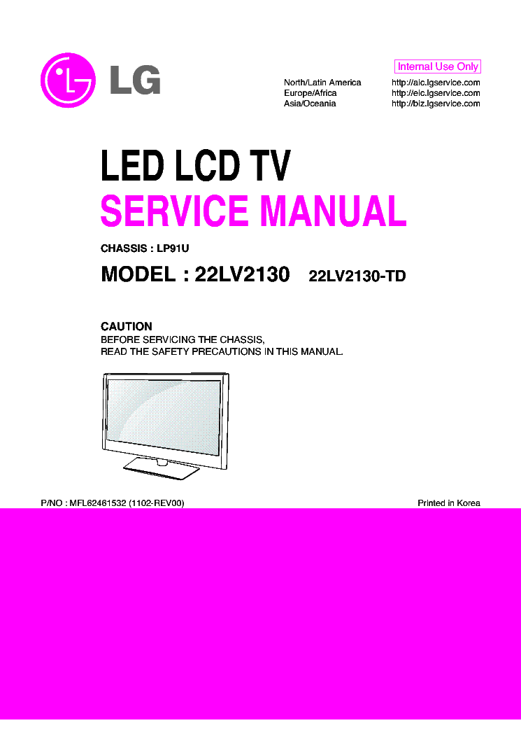 LG 22LV2130-TD CHASSIS LP91U service manual (1st page)