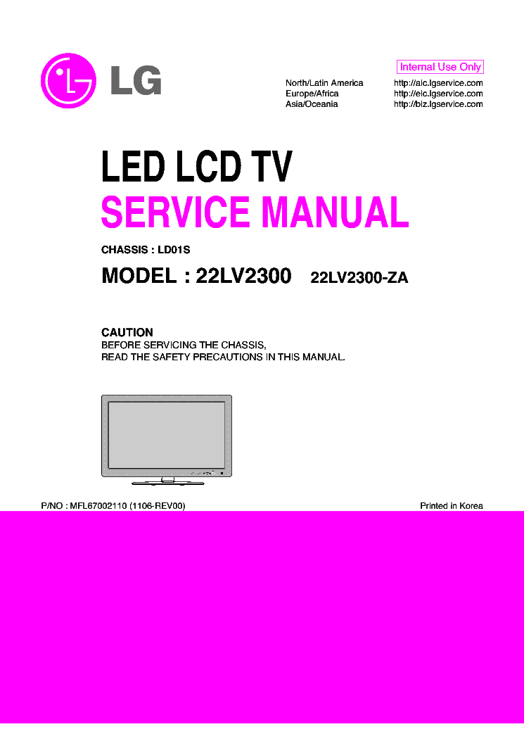 LG 22LV2300-ZA CHASSIS LD01S service manual (1st page)