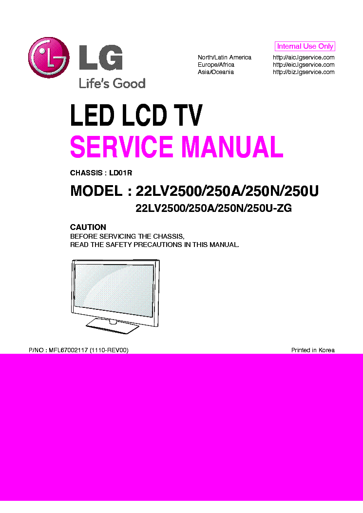 LG 22LV2500-ZG 22LV250A-N-U-ZG CHASSIS LD01R service manual (1st page)