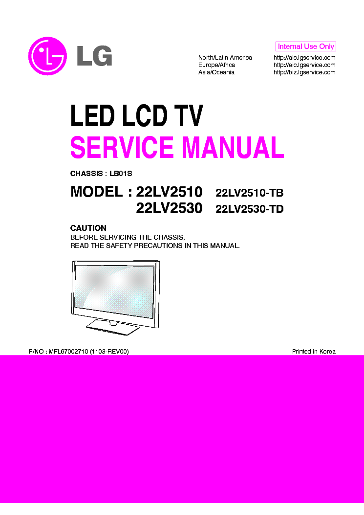 LG 22LV2510-TB 22LV2530-TD CHASSIS LB01S service manual (1st page)