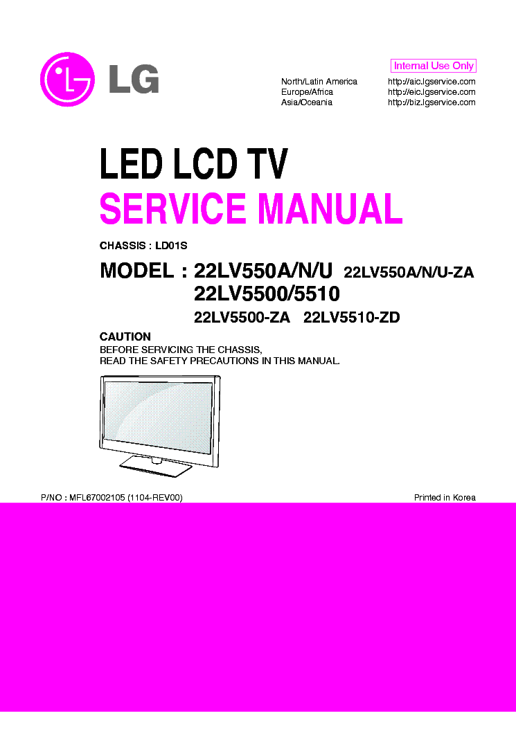 LG 22LV5500-ZA 22LV550A-N-U-ZA 22LV5510-ZD CHASSIS LD01S service manual (1st page)
