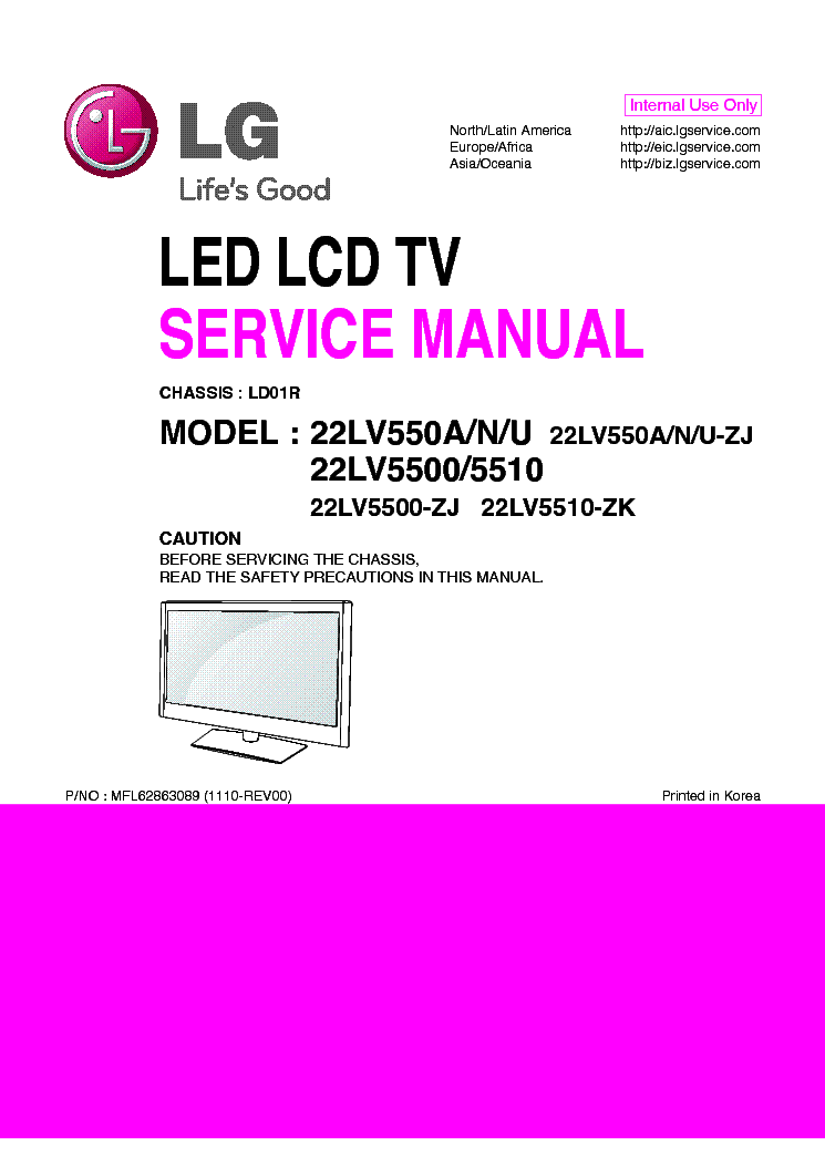 LG 22LV5500-ZJ 22LV550A-N-U-ZJ 22LV5510-ZK CHASSIS LD01R service manual (1st page)