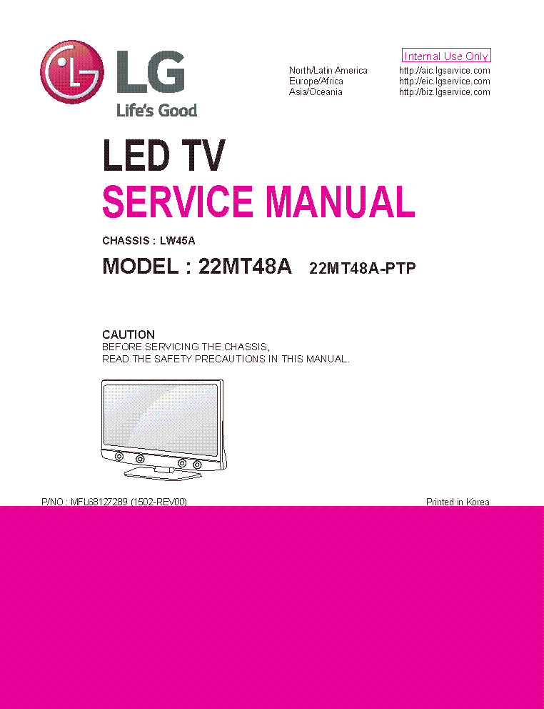 LG 22MT48A-PTP CHASSIS LW45A SM service manual (1st page)