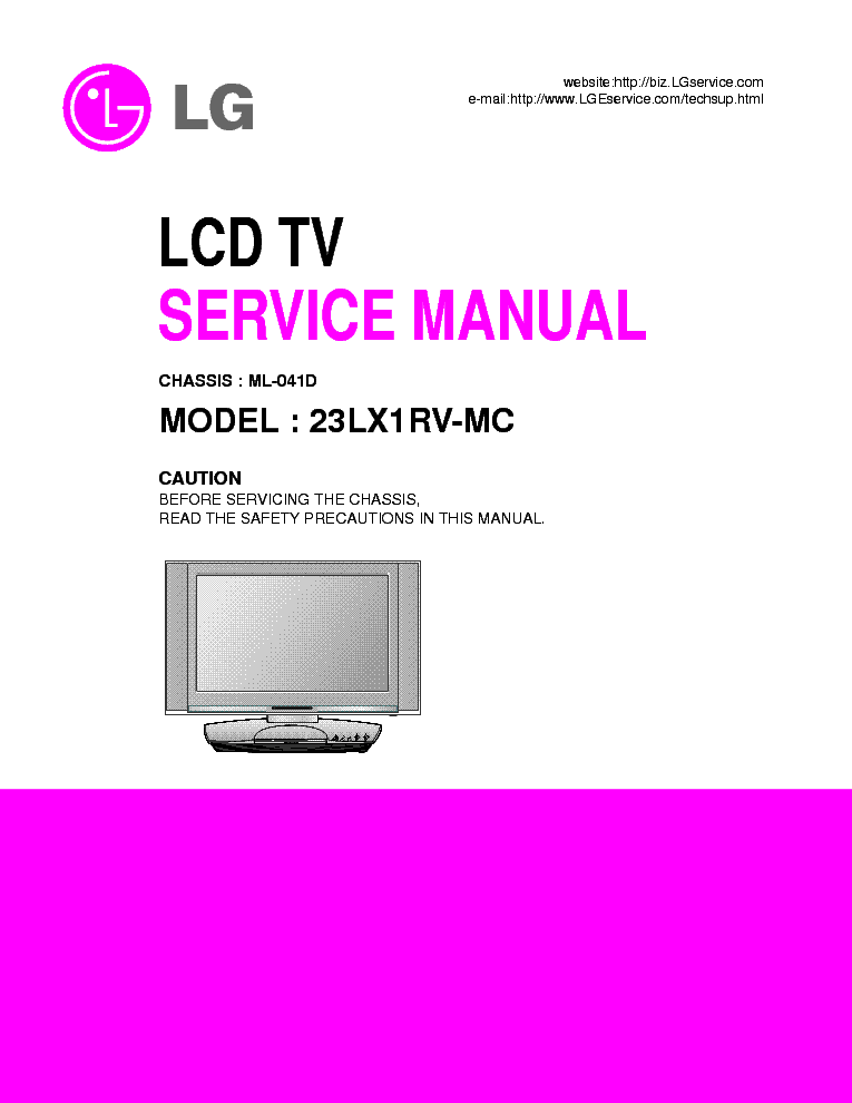 LG 23LX1RV-MC CHASSIS ML-041D service manual (1st page)