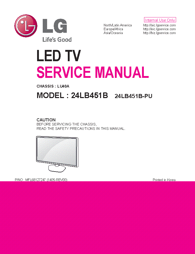 LG 24LB451B-PU CHASSIS LU40A MFL68127247 1405-REV00 service manual (1st page)