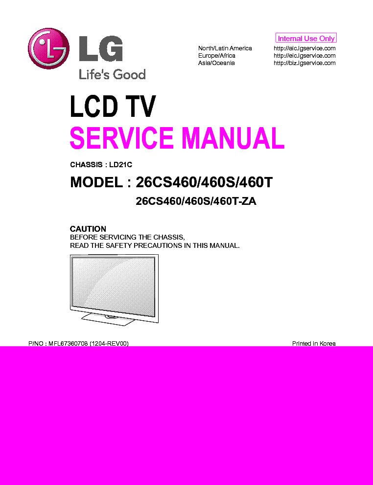 LG 26CS460 460S 460T service manual (1st page)