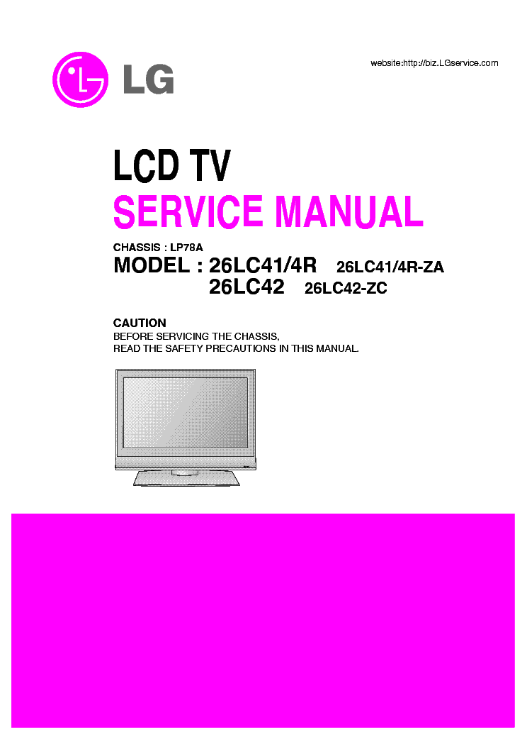 LG 26LC41-4R 26LC42 CHASSIS LP78A SM service manual (1st page)