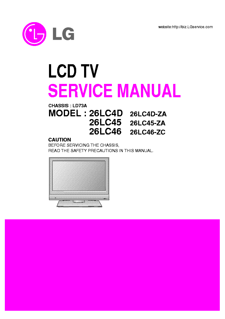 LG 26LC4D 26LC45 26LC46 CHASSIS LD73A SM service manual (1st page)