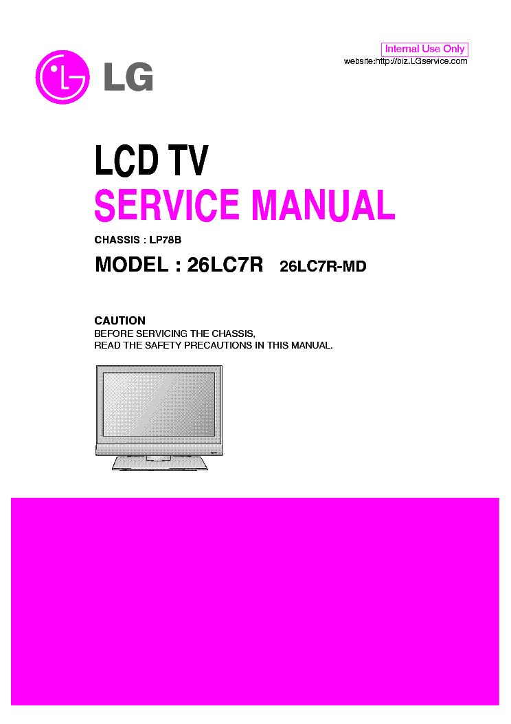 LG 26LC7R MD CHASSIS LP78B MFL36696953 service manual (1st page)