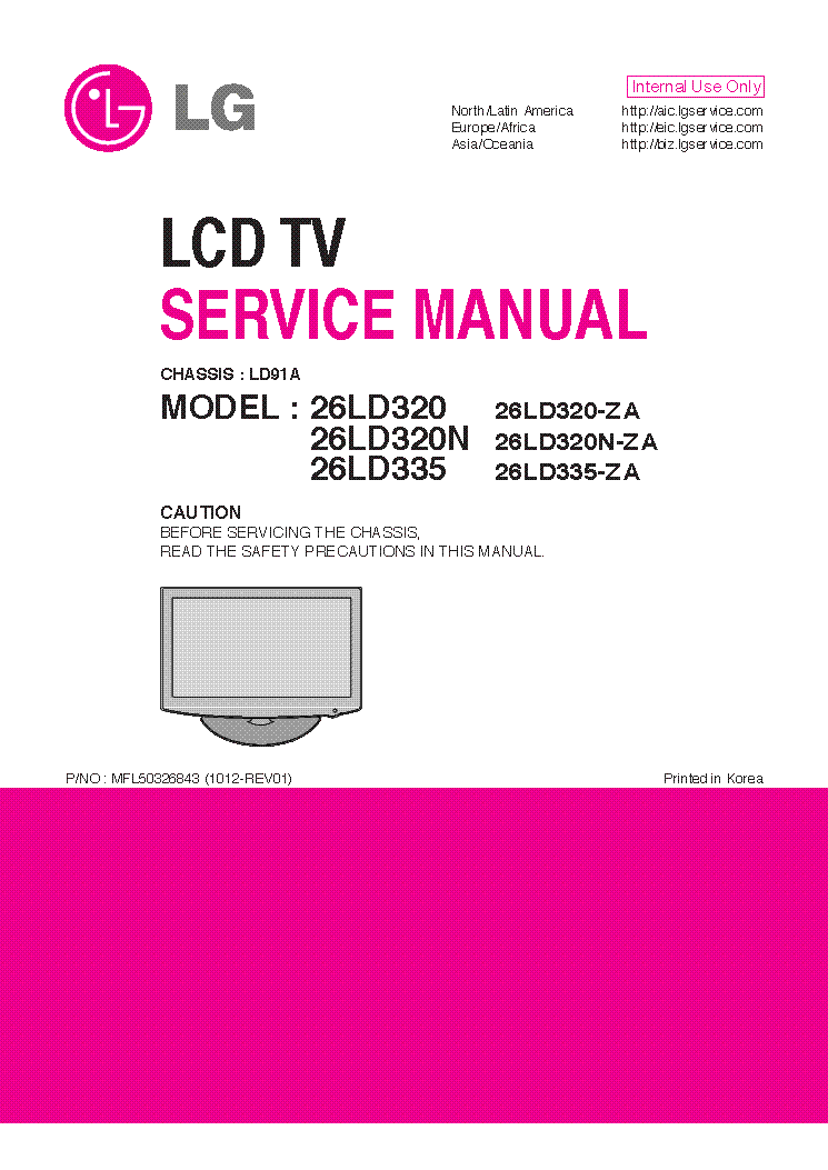LG 26LD320-ZA 26LD320N-ZA 26LD335-ZA CHASSIS LD91A service manual (1st page)