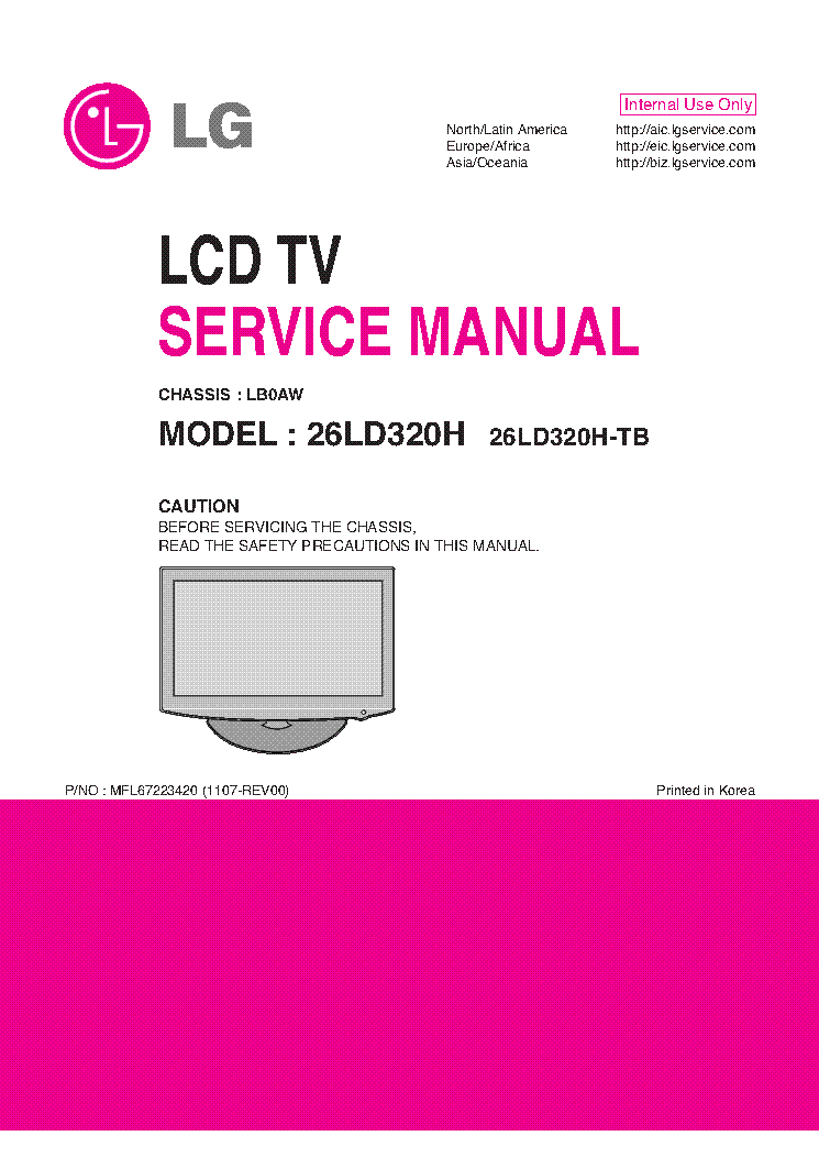 LG 26LD320H-TB CHASSIS LB0AW service manual (1st page)