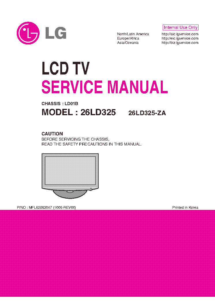 LG 26LD325-ZA CHASSIS LD01B service manual (1st page)