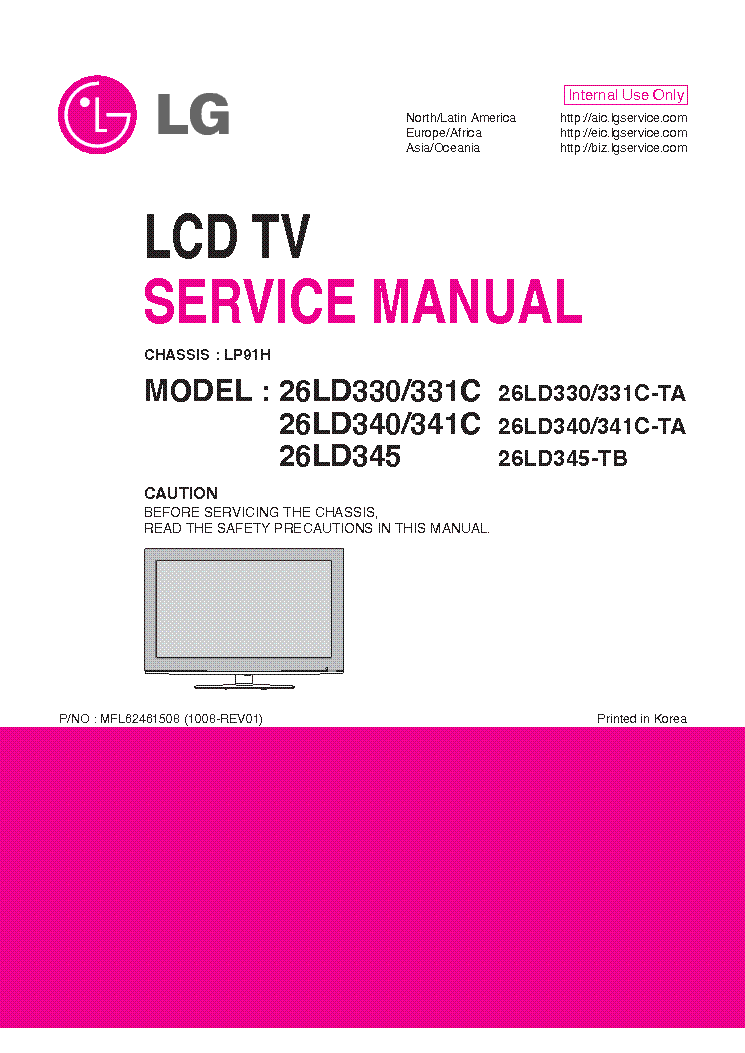 LG 26LD330-TA 26LD331C-TA 26LD340-TA 26LD341C-TA 26LD345-TB CHASSIS LP91H service manual (1st page)