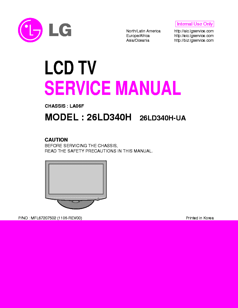 LG 26LD340H-UA CHASSIS LA06F service manual (1st page)