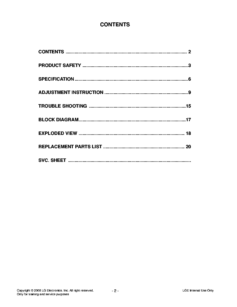 LG 26LG30-UA CHASSIS LA85A SM service manual (2nd page)