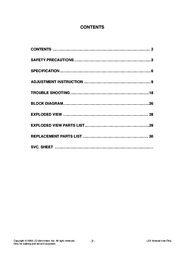 LG 26LG30R-1 service manual (2nd page)