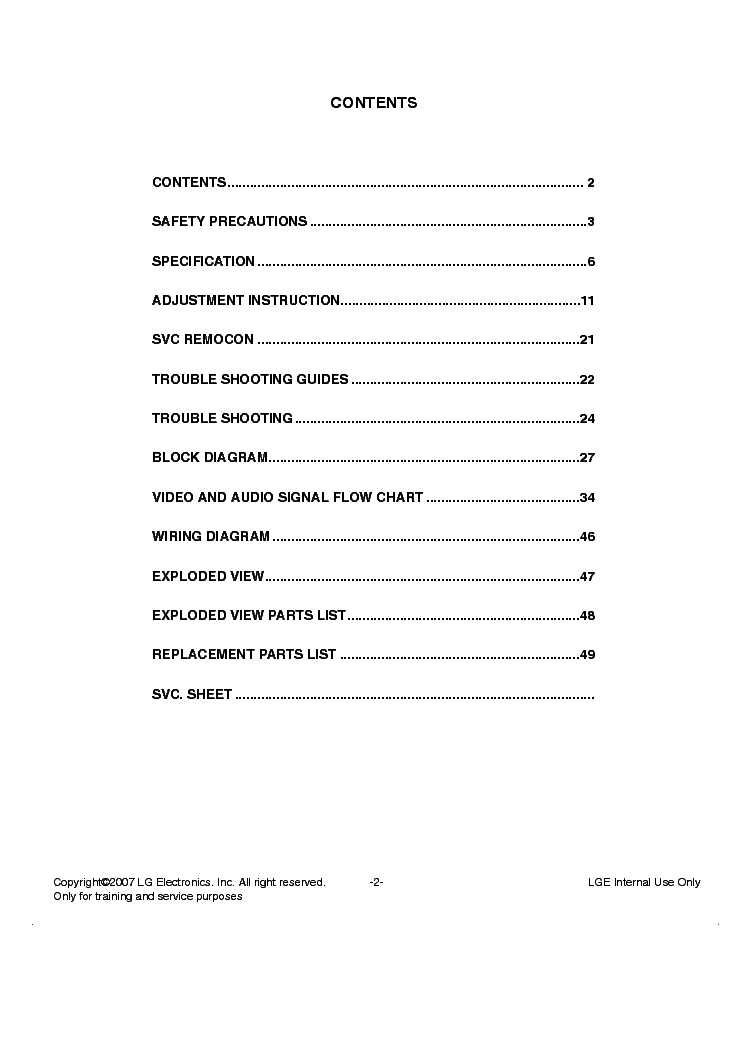 LG 26LH1DC1 service manual (2nd page)