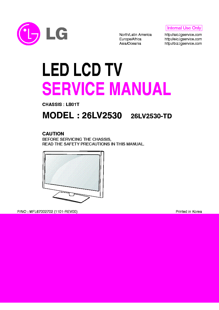 LG 26LV2530-TD CHASSIS LB01T service manual (1st page)