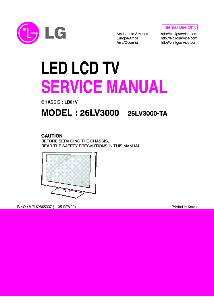 LG 26LV3000-TA CHASSIS LB01V service manual (1st page)