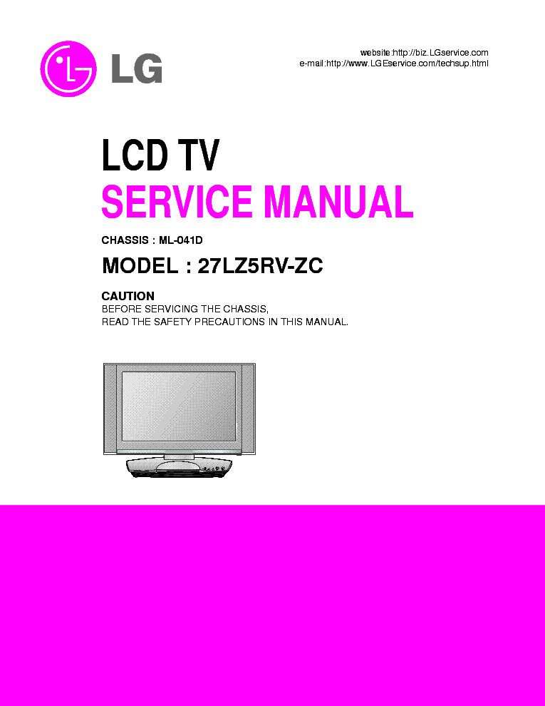 LG 27LZ5RV-ZC CH ML-041D SM service manual (1st page)