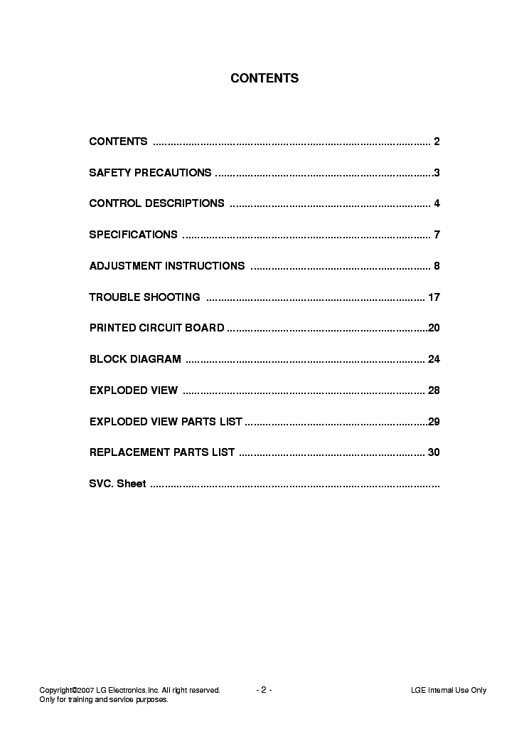 LG 29FC2RNX CH MC-05HB service manual (2nd page)