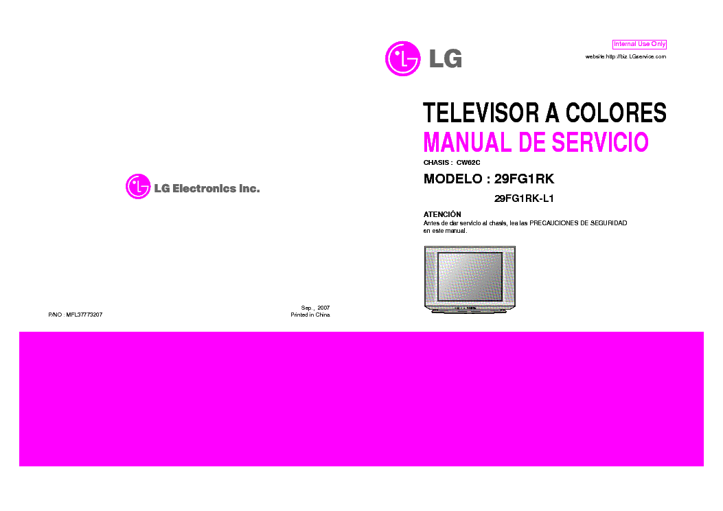 LG 29FG1RK-L1 CHASSIS-CW62C SM service manual (1st page)
