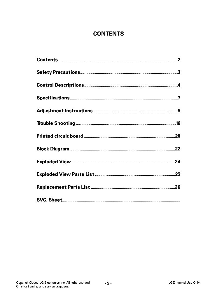LG 29FG1RL CH CW62C service manual (2nd page)