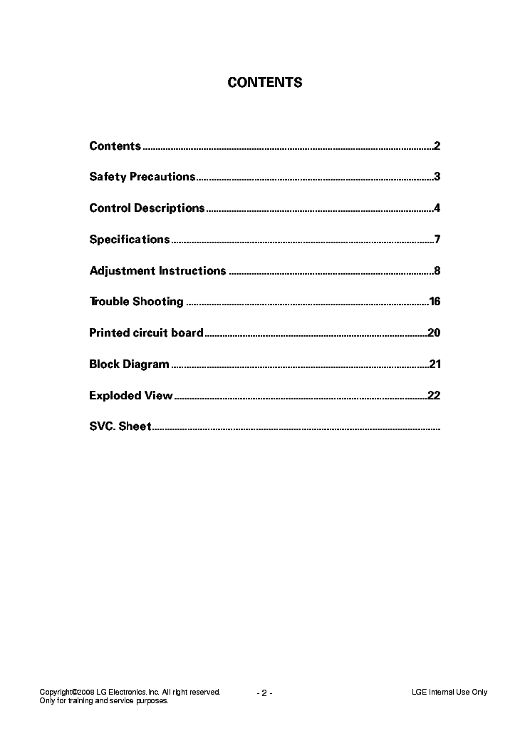 LG 29FG2RG service manual (2nd page)
