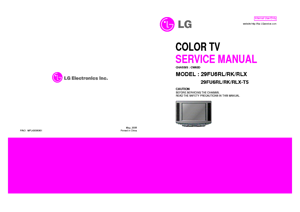 LG 29FU6RL CH CW62D service manual (1st page)