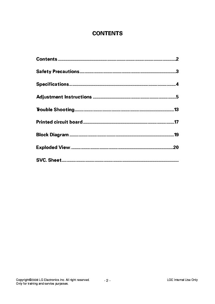 LG 29FU6RL CH CW62D service manual (2nd page)
