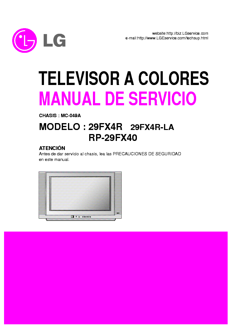 LG 29FX4R RP-29FX40 CHASSIS MC-49A SM service manual (1st page)