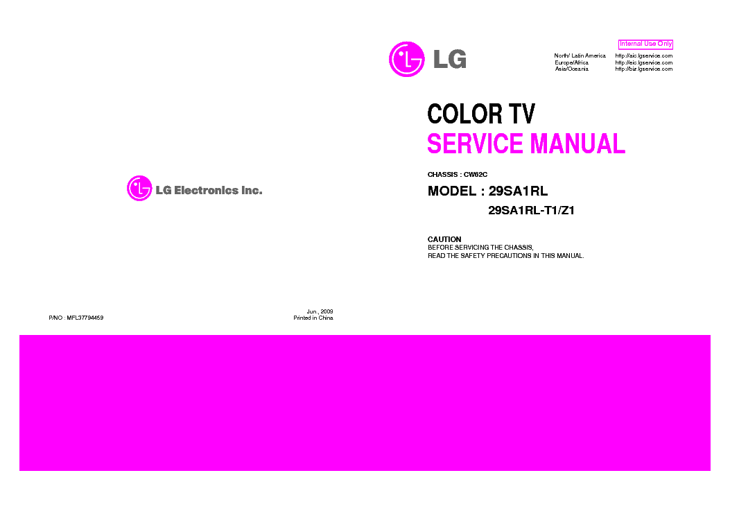 LG 29SA1RL CHASSIS CW62C service manual (1st page)