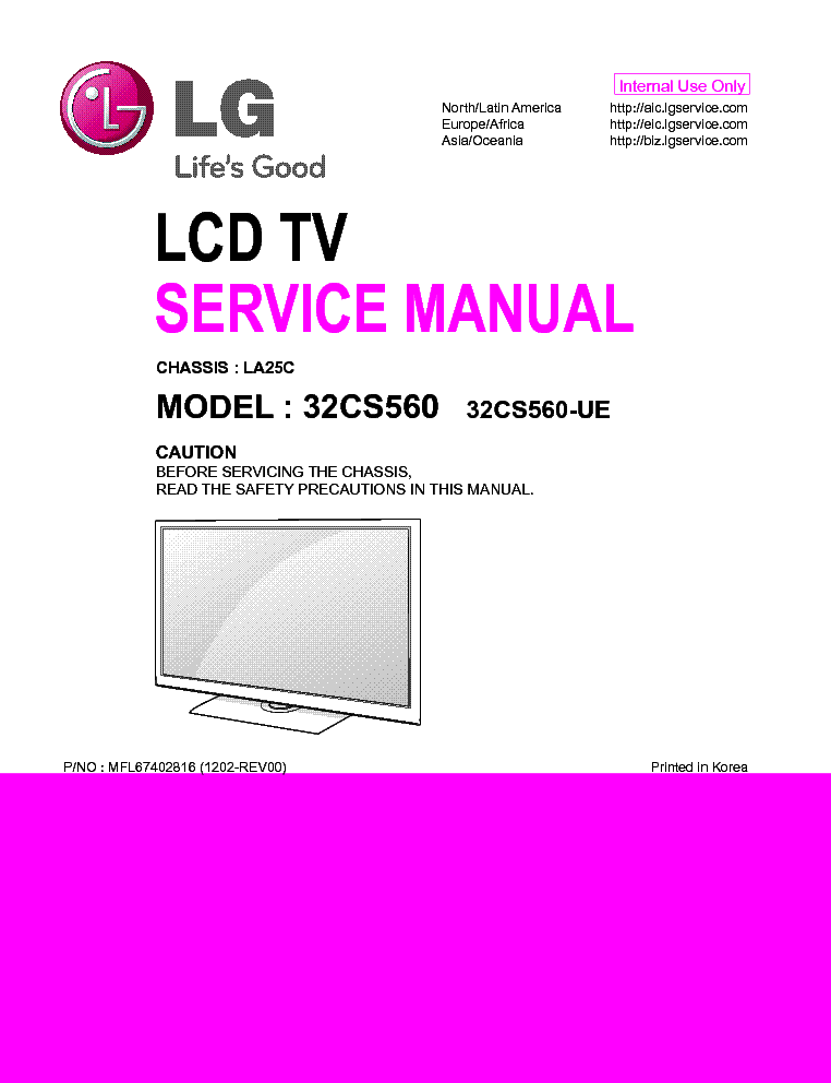 LG 32CS560 CHASSIS LA25C SM service manual (1st page)