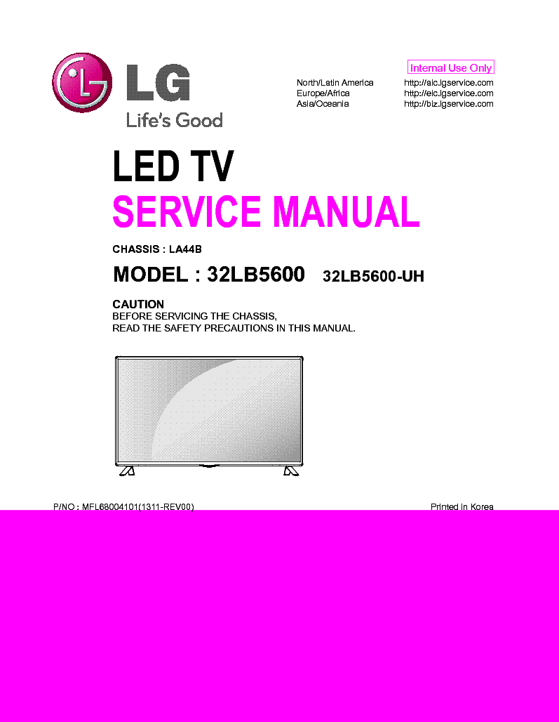 LG 32LB5600-UH CHASSIS LA44B REV00 service manual (1st page)