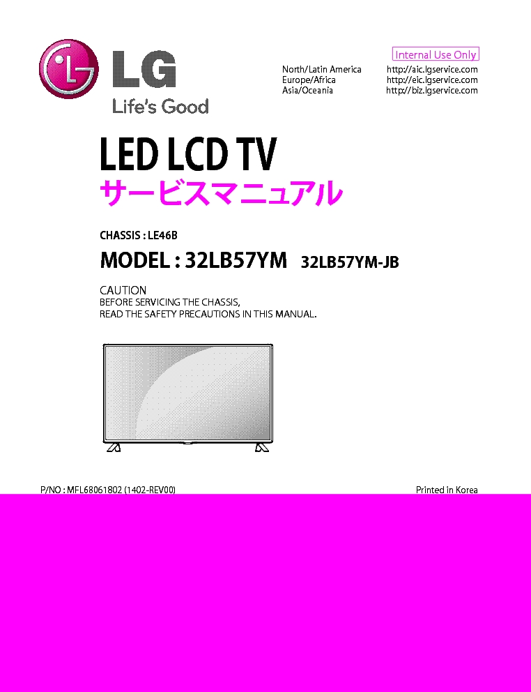 LG 32LB57YM-JB CHASSIS LE46B REV00 service manual (1st page)