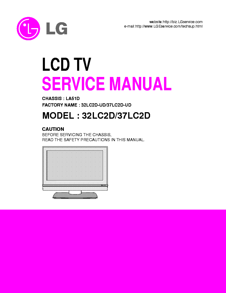 LG 32LC2D 37LC2D LA51D 38289S0043C service manual (1st page)