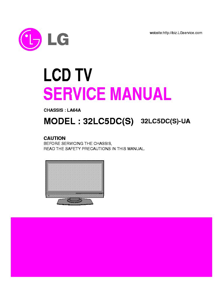 LG 32LC5DC LA64A MFL36550702 service manual (1st page)