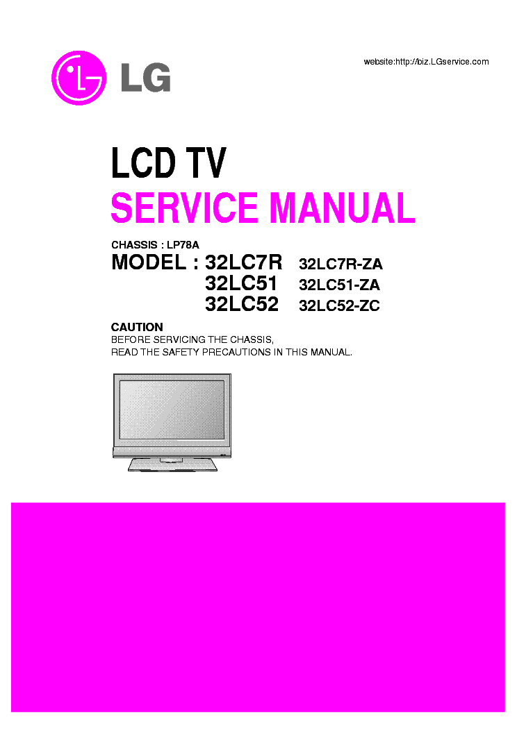 LG 32LC7R-ZA CHASSIS LP78A service manual (1st page)