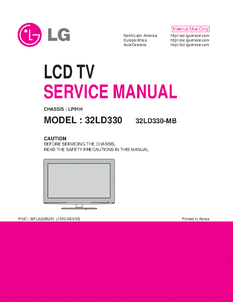 LG 32LD330-MB CHASSIS LP91H Service Manual download, schematics, eeprom ...