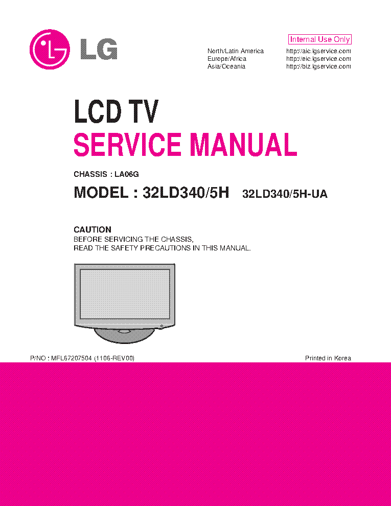 LG 32LD340-UA 32LD345H-UA CHASSIS LA06G service manual (1st page)