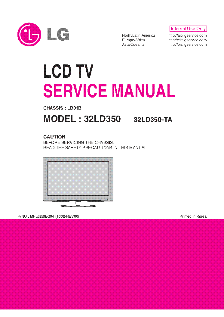 LG 32LD350-TA CHASSIS LB01B service manual (1st page)