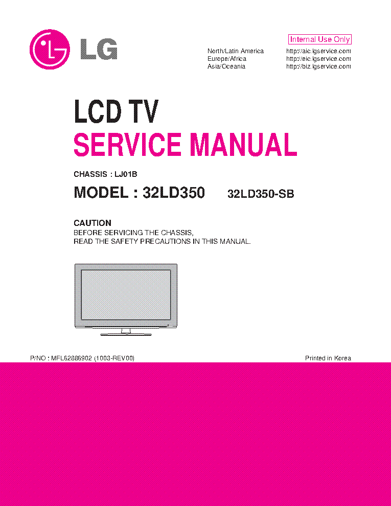 LG 32LD350 LJ01B MFL62886902 service manual (1st page)